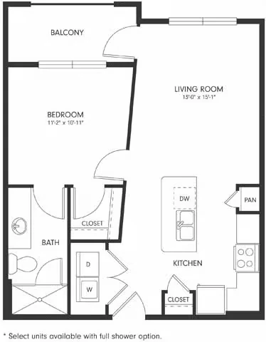 One-Bedroom (A1) 1436 floor plan